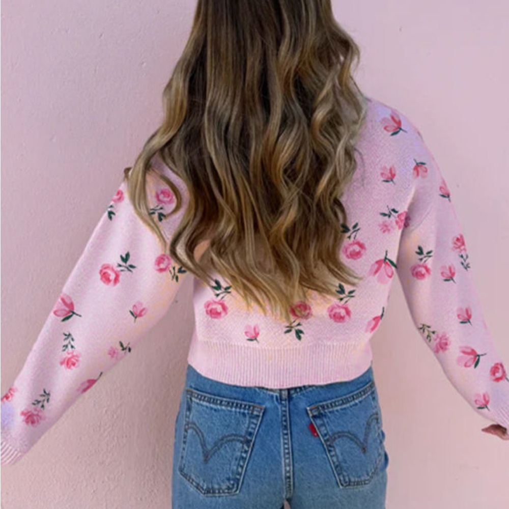 ⭐️Saddle up Pink Rose Sweater - Picture 2 of 3